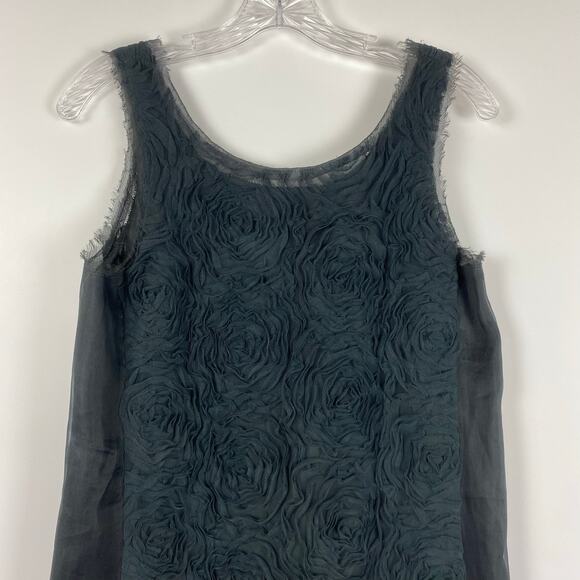 J Crew Gray Silk Organza Floral Cocktail Dress Shift Party Womens Size 0 - Picture 4 of 11